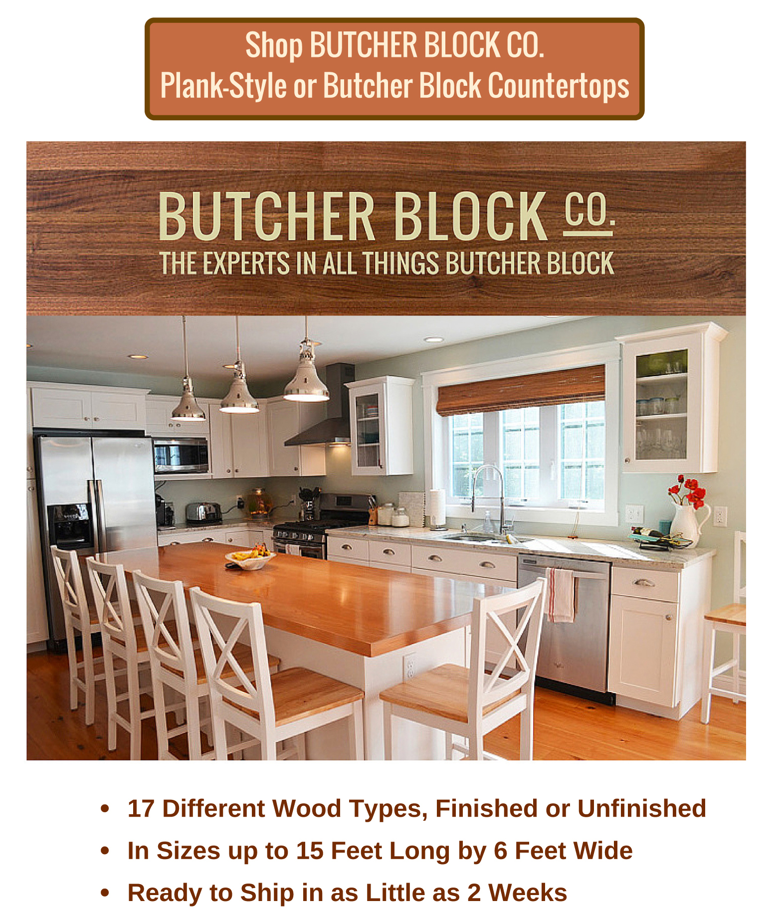 Custom Boos Butcher Block Countertops Plank Style